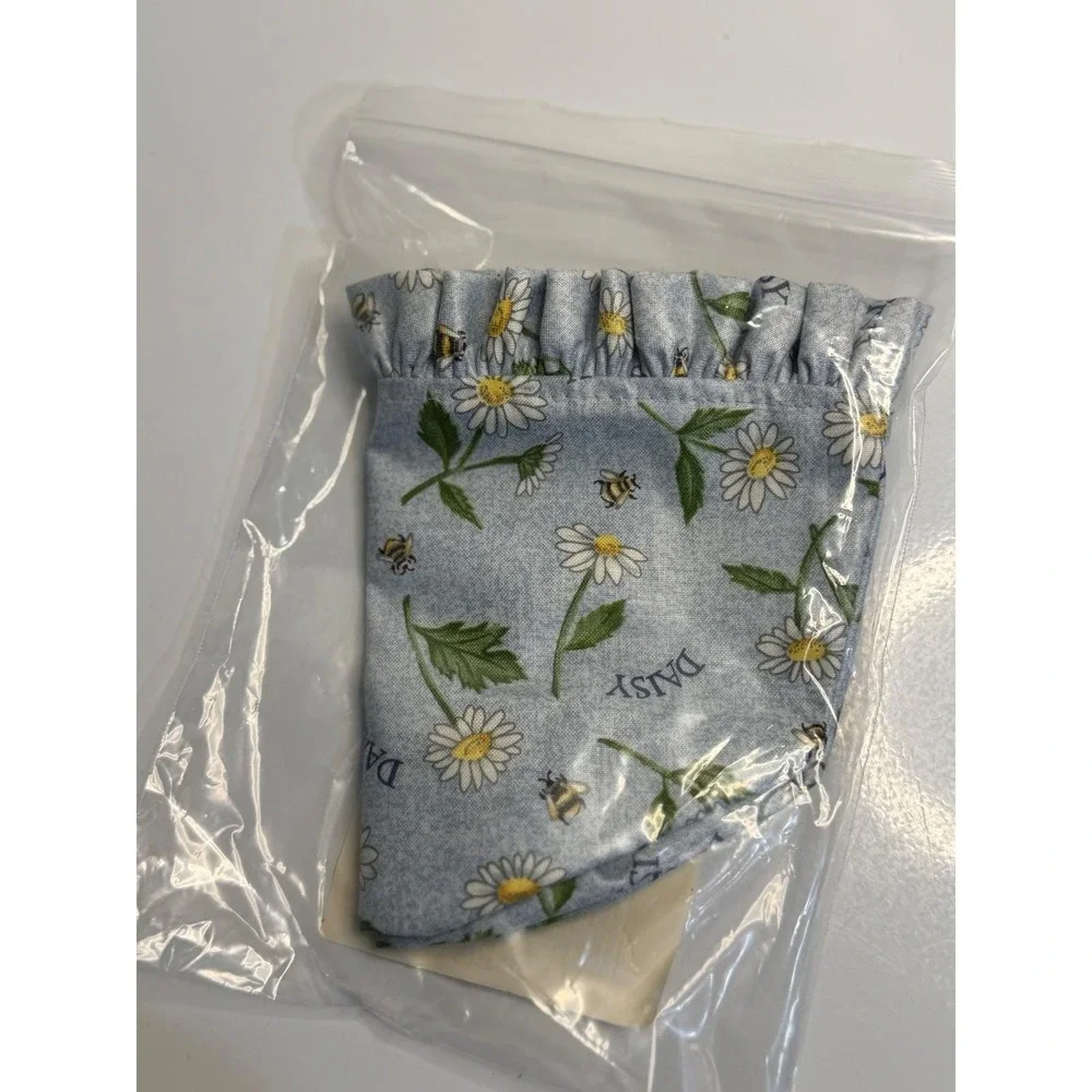 Longaberger Basket Fabric‎ Liner Blue Daisy Bee Floral Ruffle Trim New NIP